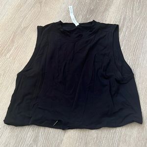 Lululemon black cropped tank top with draw string!